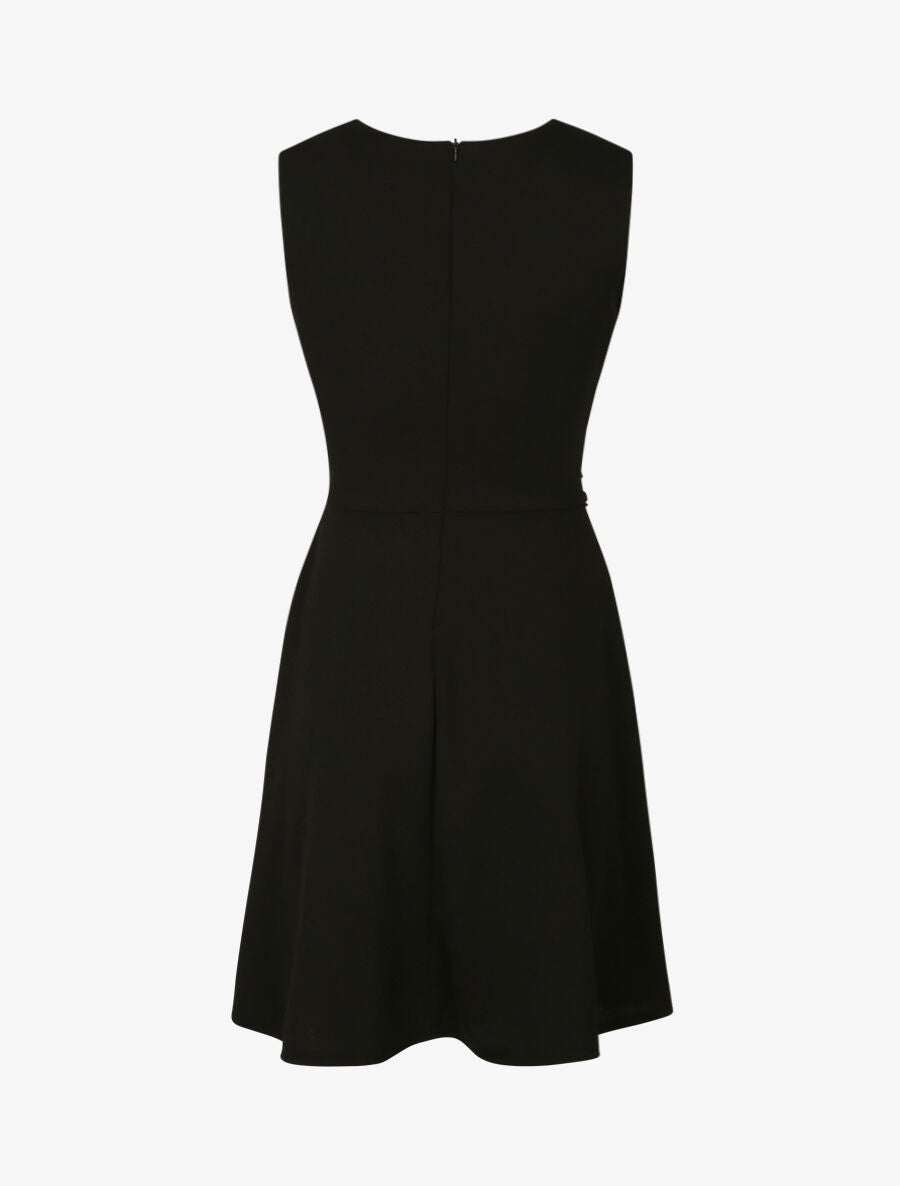 Robe patineuse sans manches à détail boucle ronde - Noir - 2