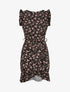 Robe imprimé fleurs des champs à bords volantées style portefeuille - Noir - 4