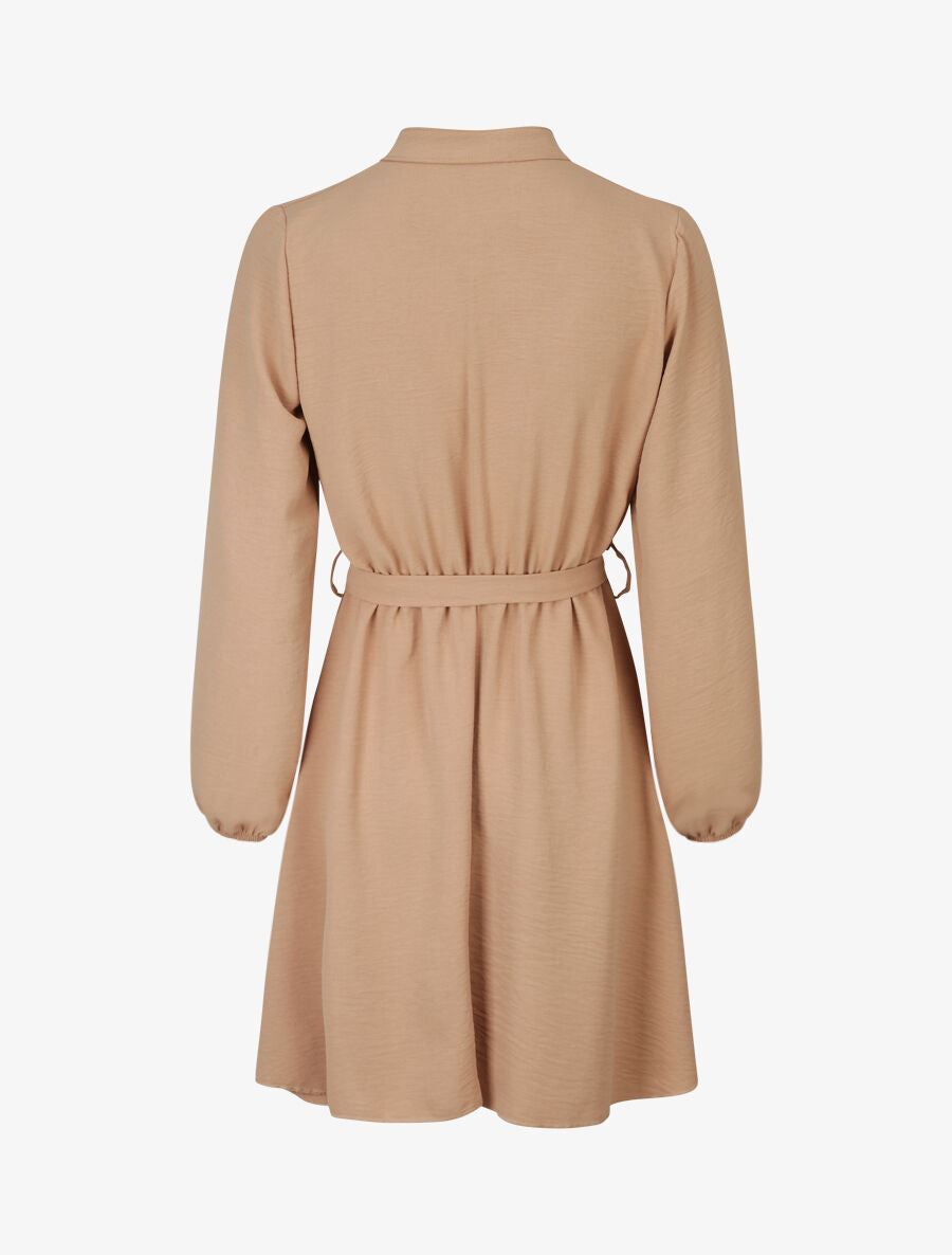 Robe patineuse à col tunisien - Beige - 2