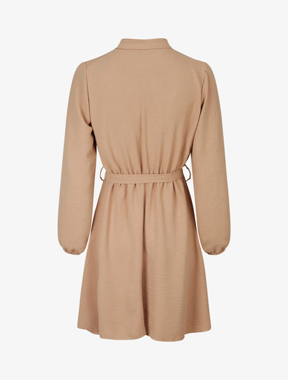 Robe patineuse à col tunisien - Beige - 2