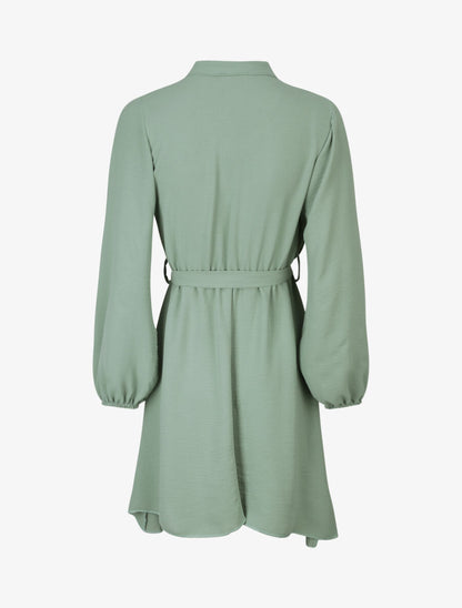 Robe patineuse à col tunisien - Vert amande - 2