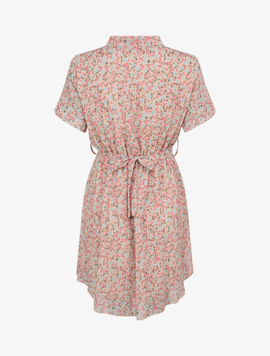 Robe patineuse courte imprimé floral - Beige - 2