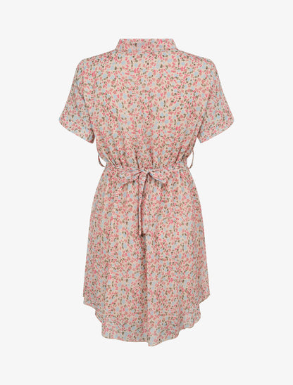 Robe patineuse courte imprimé floral - Beige - 2