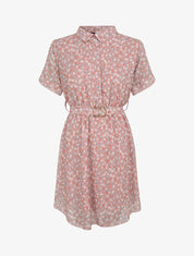 Robe patineuse courte imprimé floral - Rose poudré - 1