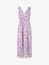Robe imprimé feuilles à bretelles à détail noeud - Lilas - 1