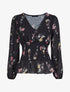 Top élastiqué imprimé floral - Noir - 1