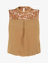 Top boule en voile à épaules en dentelle - Camel - 4