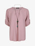Top droit uni à col plissé - Rose poudré - 4