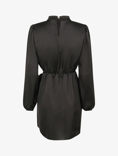 Robe satinée style portefeuille - Noir - 2
