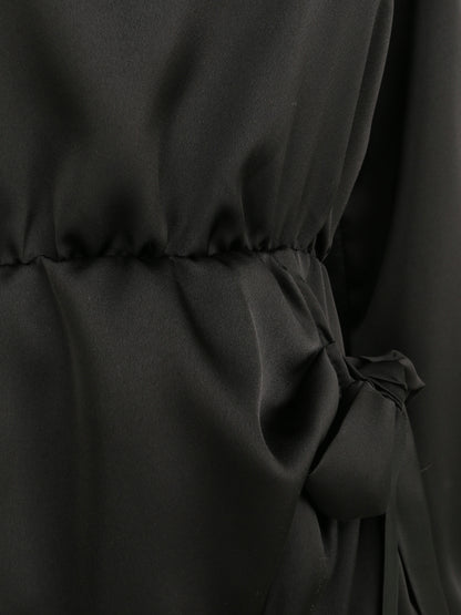 Robe satinée style portefeuille - Noir - 3