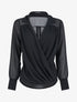 Blouse droite unie drapée - Noir - 5