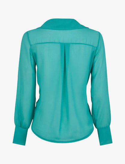 Blouse droite unie drapée - Vert menthe - 2