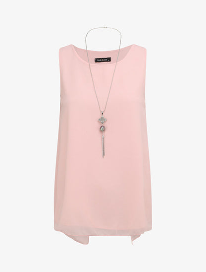 Top en voile à dos fendu - Rose pâle - 1
