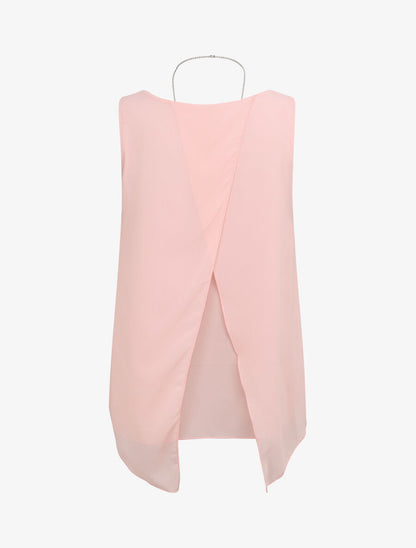 Top en voile à dos fendu - Rose pâle - 2