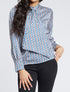 Blouse droite lavallière imprimé mosaïque - Bleu roi - 1