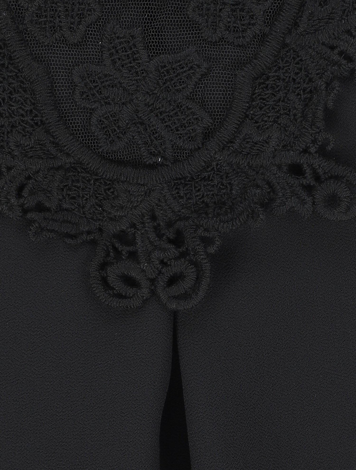 Top coupe boule à col en crochet et mesh - Noir - 4