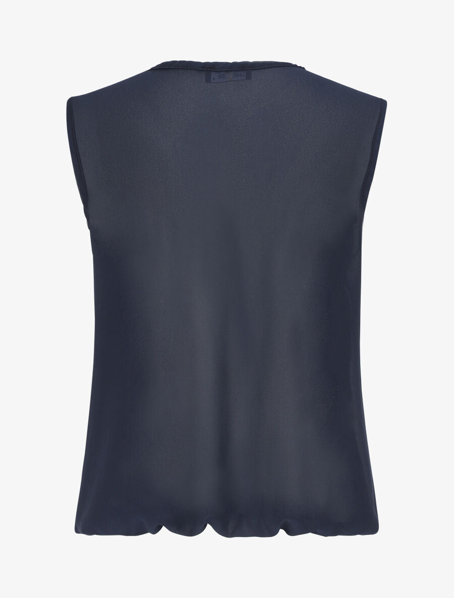 Top coupe boule à col en crochet et mesh - Bleu nuit - 2