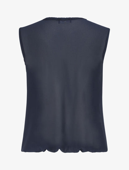 Top coupe boule à col en crochet et mesh - Bleu nuit - 2