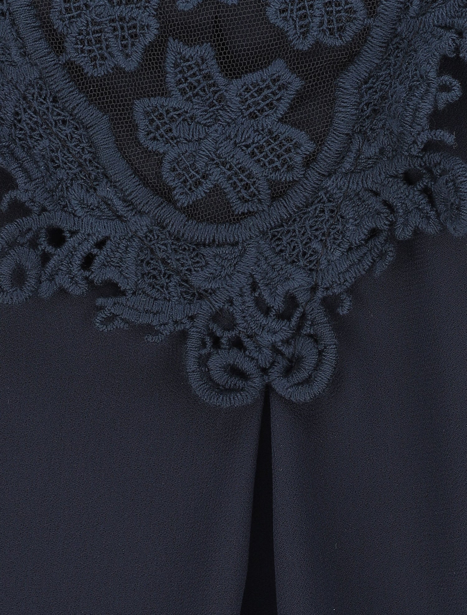 Top coupe boule à col en crochet et mesh - Bleu nuit - 3