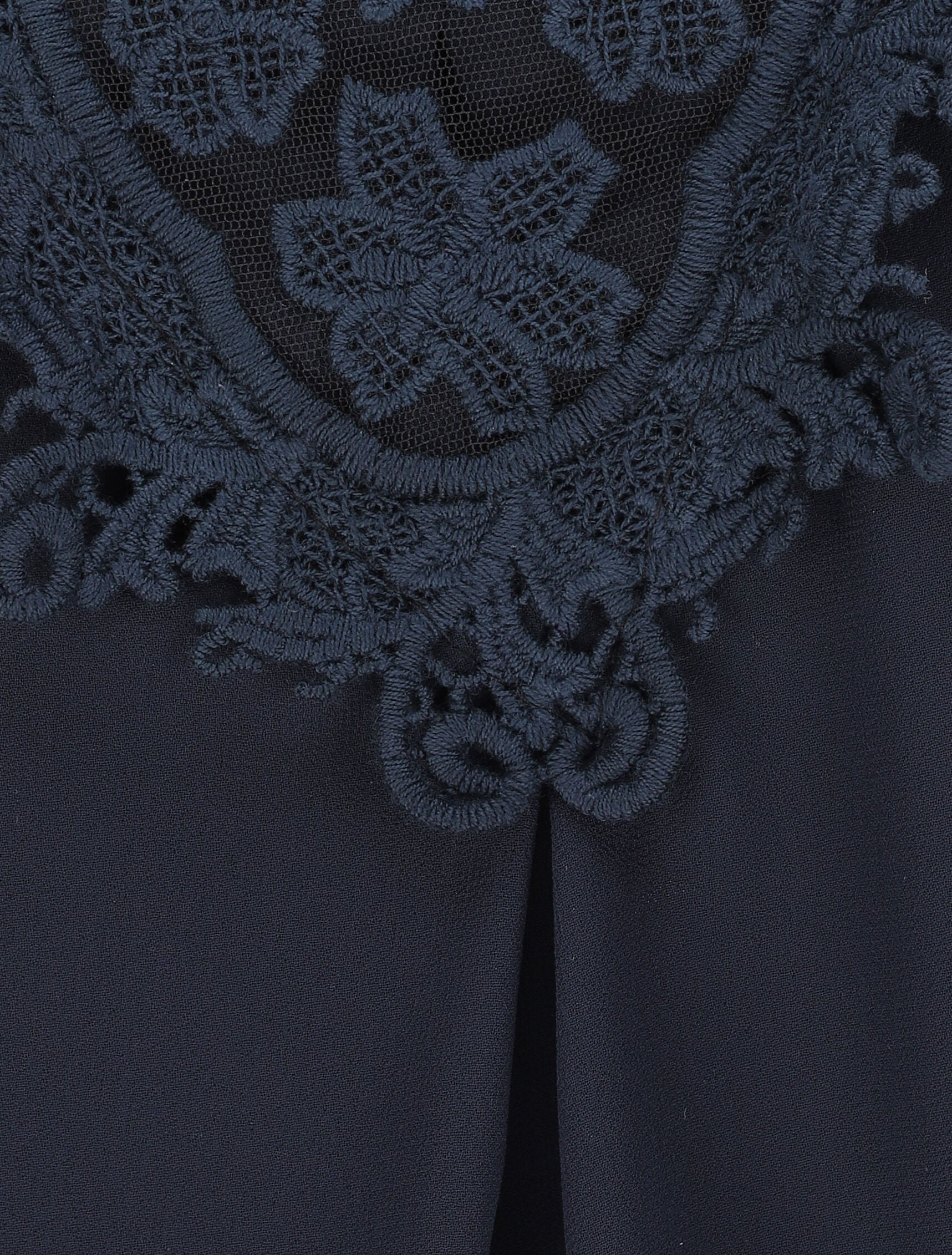 Top coupe boule à col en crochet et mesh - Bleu nuit - 3