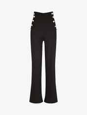 Pantalon à pont large et taille haute - Noir - 1