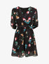 Robe imprimé roses sauvages à col cache-coeur - Noir - 1