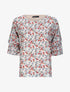 Top droit à manches volantées imprimé fleurs et pois - Beige - 1