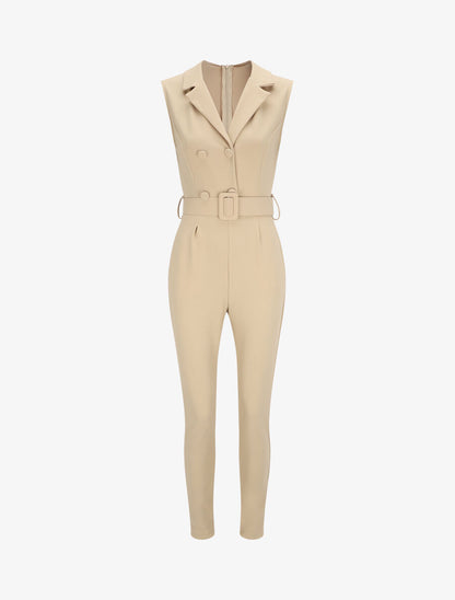 Combinaison carotte uni sans manches - Beige - 4