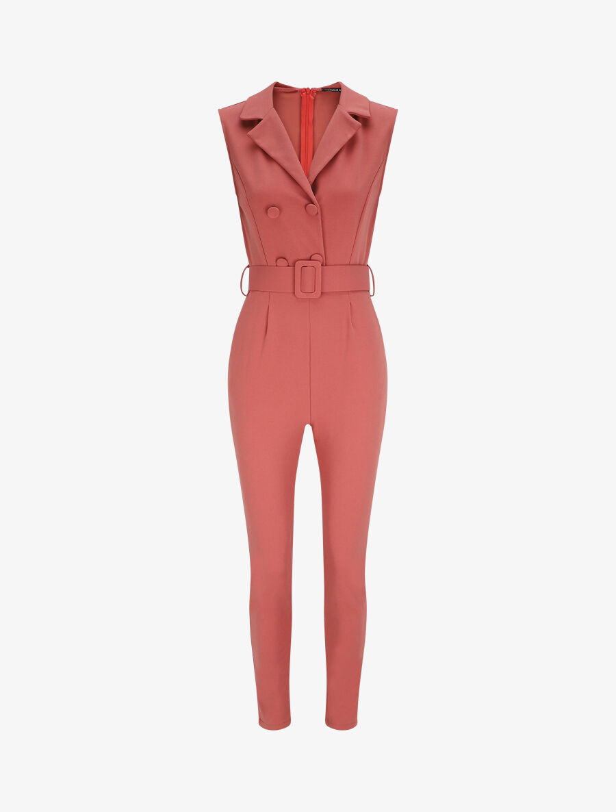 Combinaison carotte uni sans manches - Rose - 1