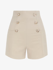 Short uni à boutons stylisés - Beige - 5