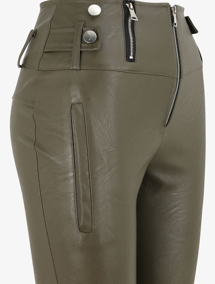 Pantalon simili uni - Kaki - 3