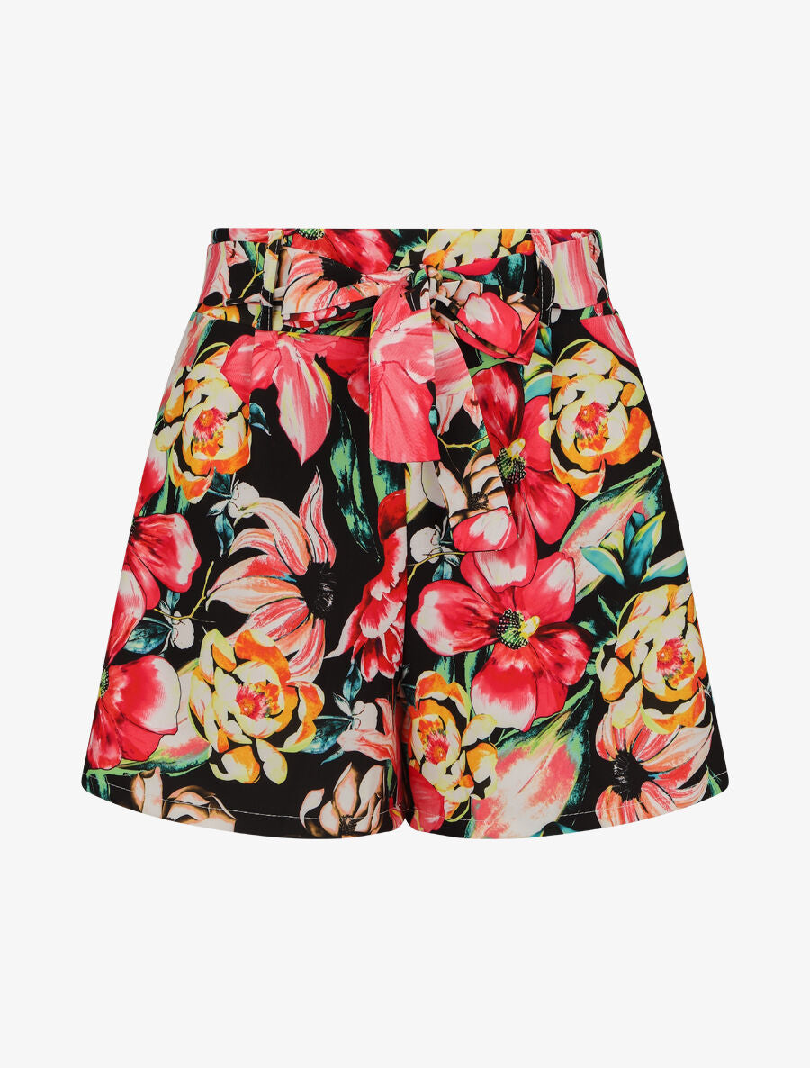 Short ample à imprimé fleurs tropicales - Noir - 5