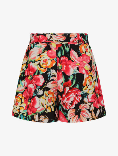Short ample à imprimé fleurs tropicales - Noir - 2