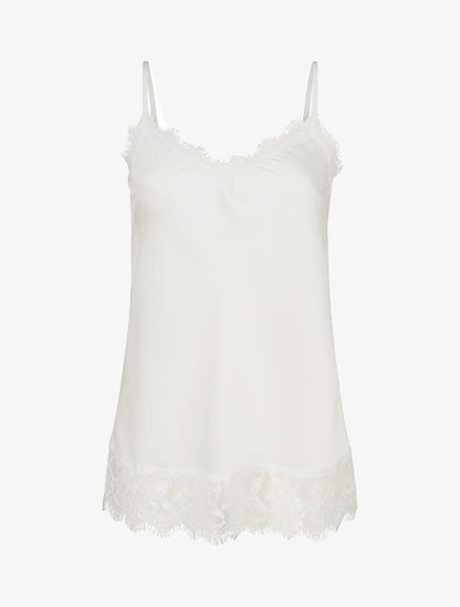 Caraco droit satiné à bords en dentelle - Blanc - 1
