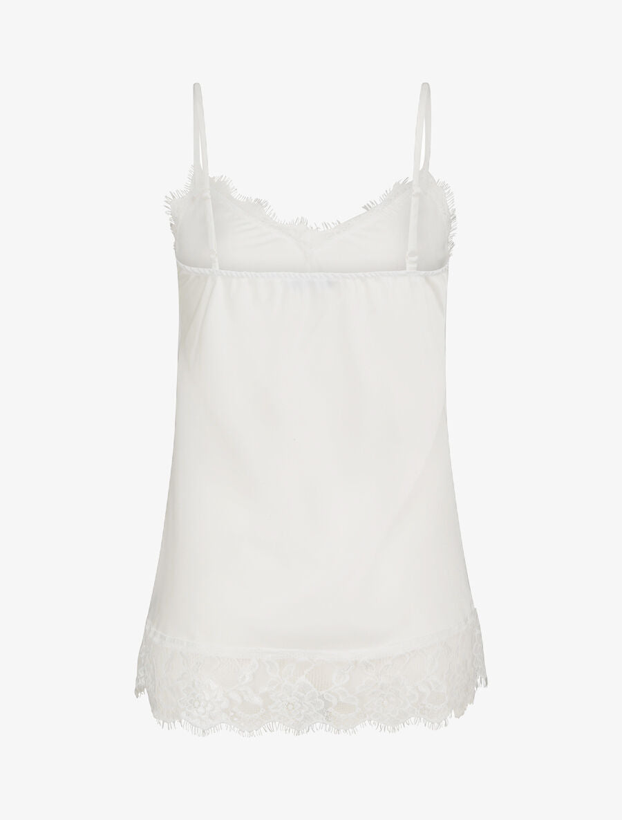 Caraco droit satiné à bords en dentelle - Blanc - 2