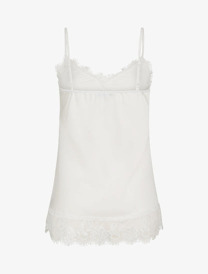 Caraco droit satiné à bords en dentelle - Blanc - 2