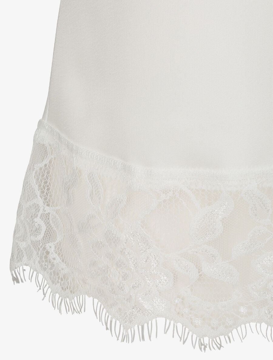 Caraco droit satiné à bords en dentelle - Blanc - 3