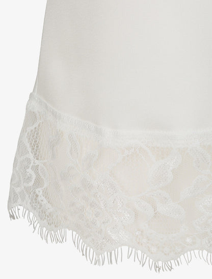 Caraco droit satiné à bords en dentelle - Blanc - 3