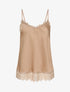 Caraco droit satiné à bords en dentelle - Beige - 1