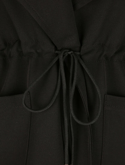 Veste droite unie à col cranté - Noir - 3
