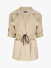 Veste droite unie à col cranté - Beige - 1