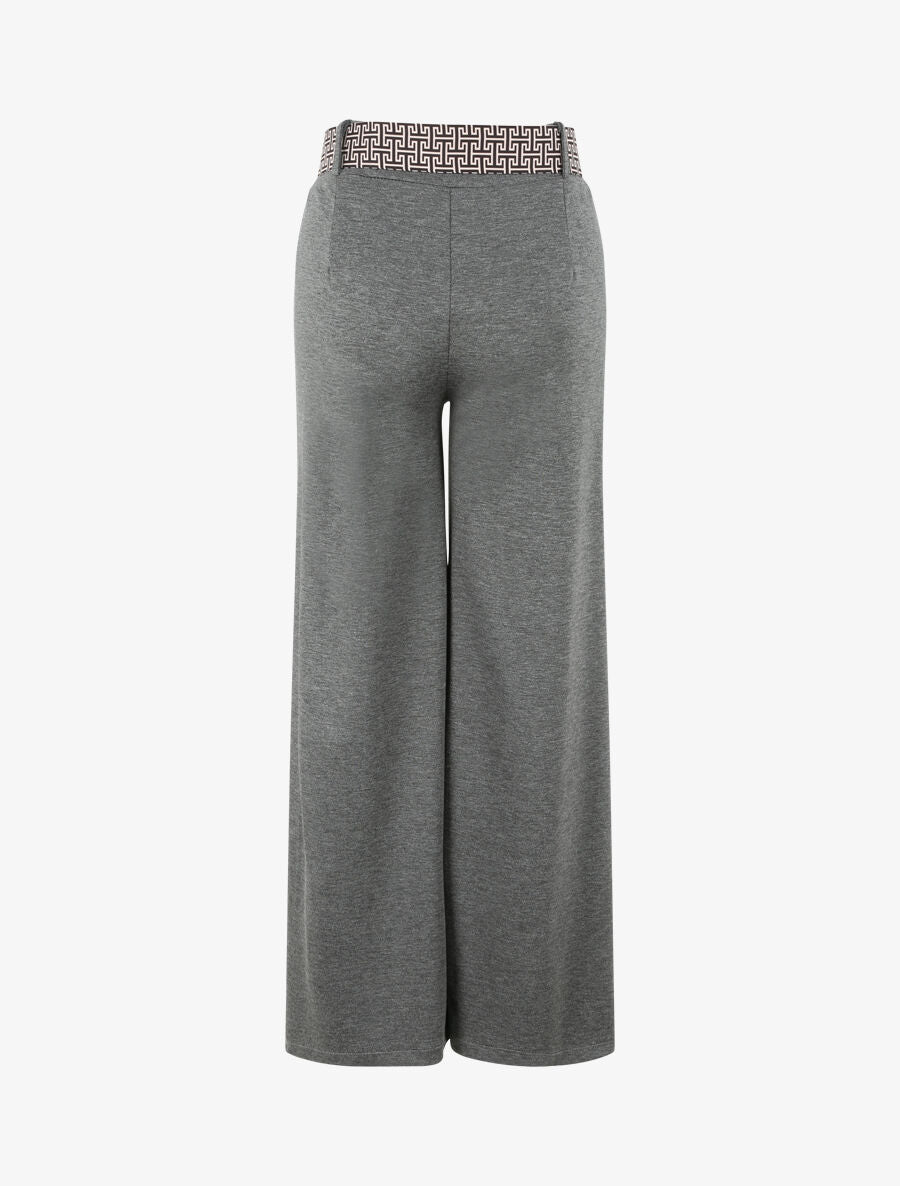 Pantalon flare à ceinture imprimé graphique - Gris - 2