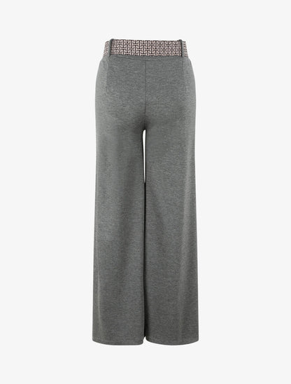 Pantalon flare à ceinture imprimé graphique - Gris - 2