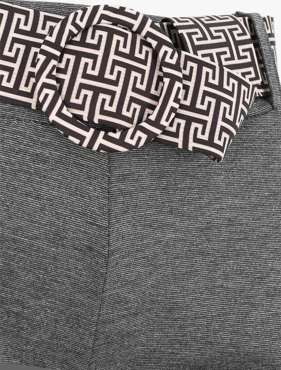 Pantalon flare à ceinture imprimé graphique - Gris - 3