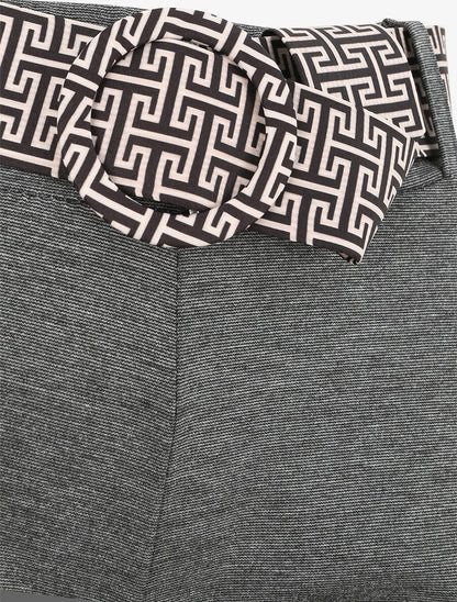 Pantalon flare à ceinture imprimé graphique - Gris - 3
