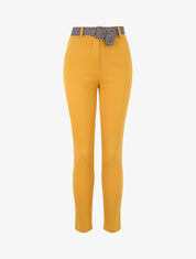 Pantalon slim à ceinture imprimé graphique - Jaune moutarde - 1