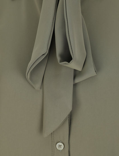Chemise droite unie à col lavallière - Kaki - 3