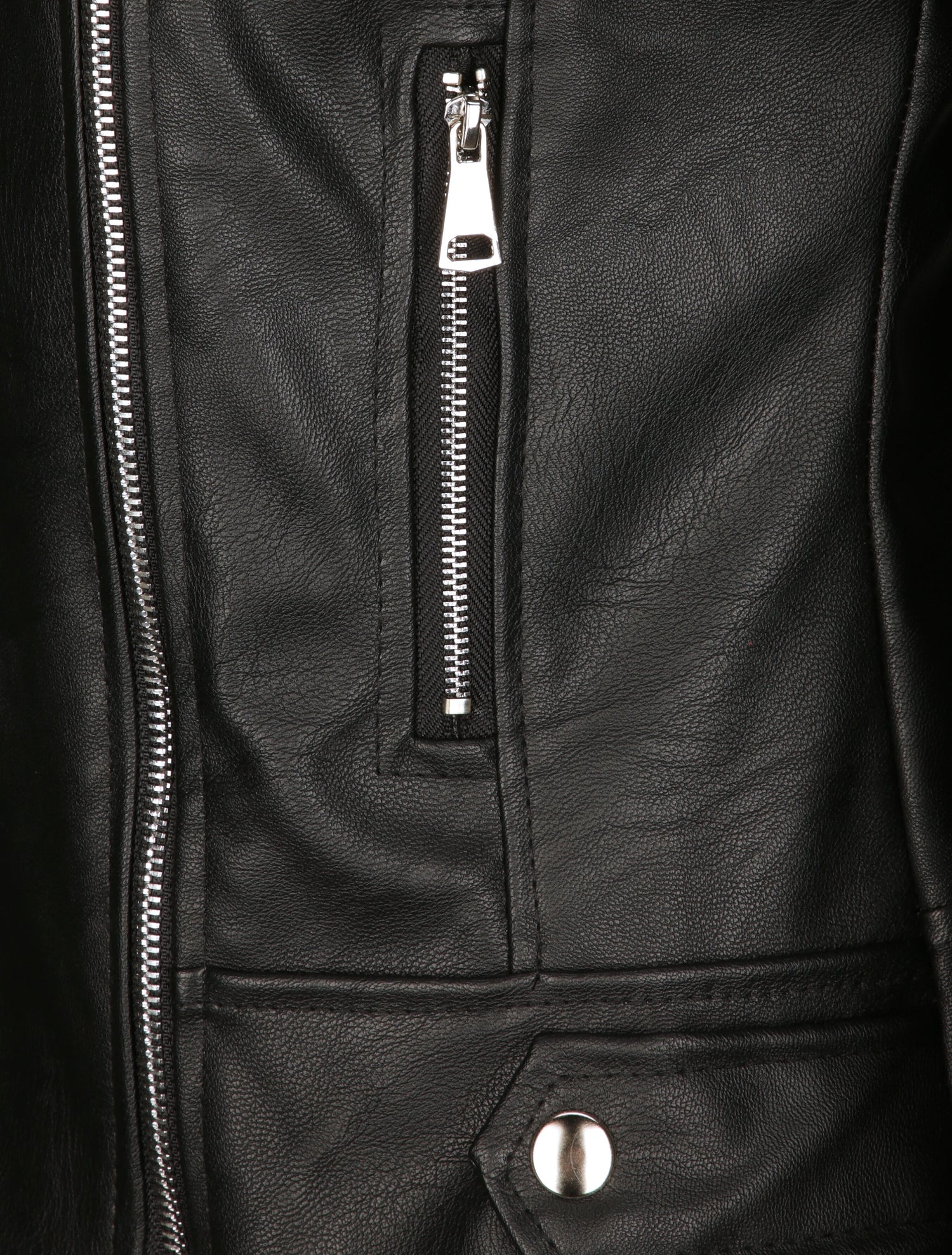Perfecto droit en simili à poches zippées - Noir - 3
