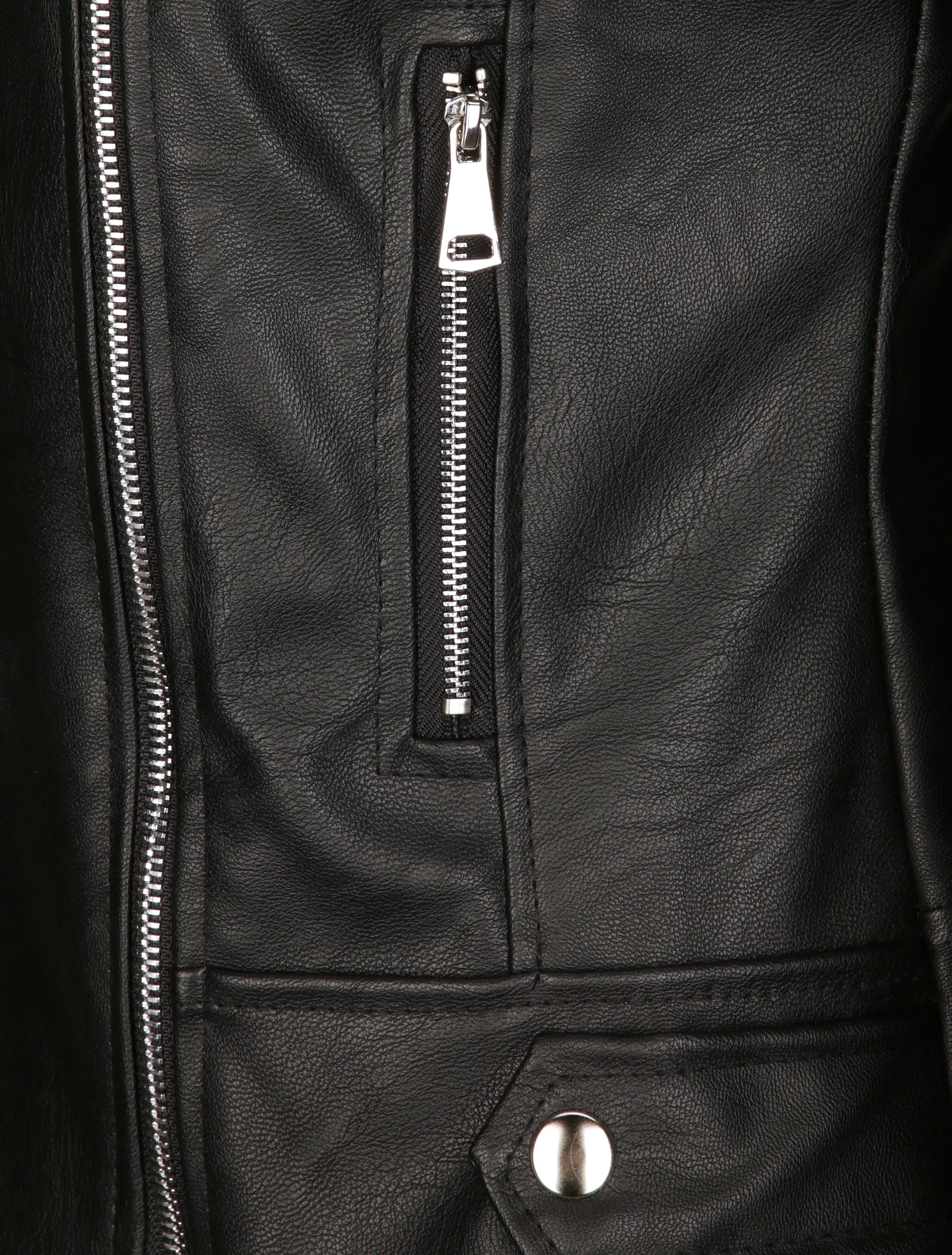 Perfecto droit en simili à poches zippées - Noir - 3