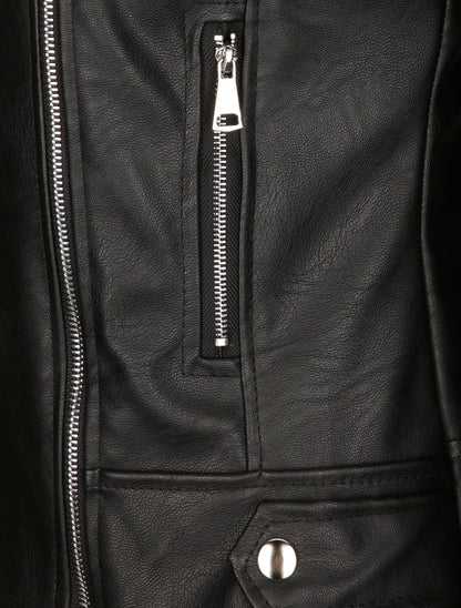 Perfecto droit en simili à poches zippées - Noir - 3